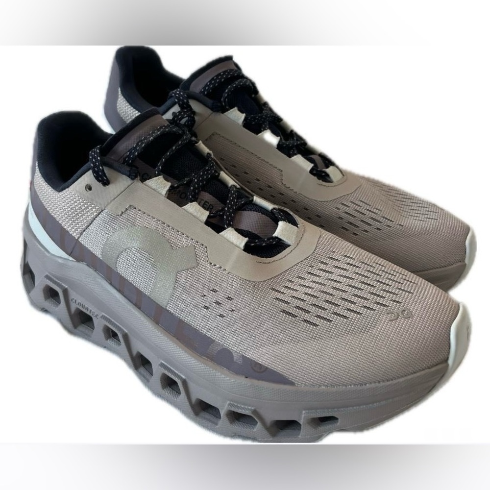 On Cloudmonster Running Shoe (Women) in Pearl/Arctic. Size 8